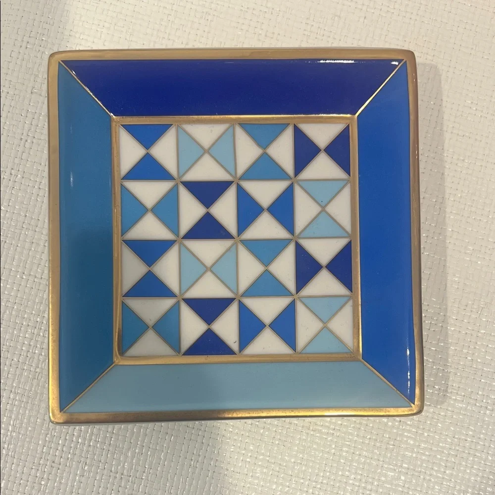 Jonathan Adler Blue and Gold Geometric Tray